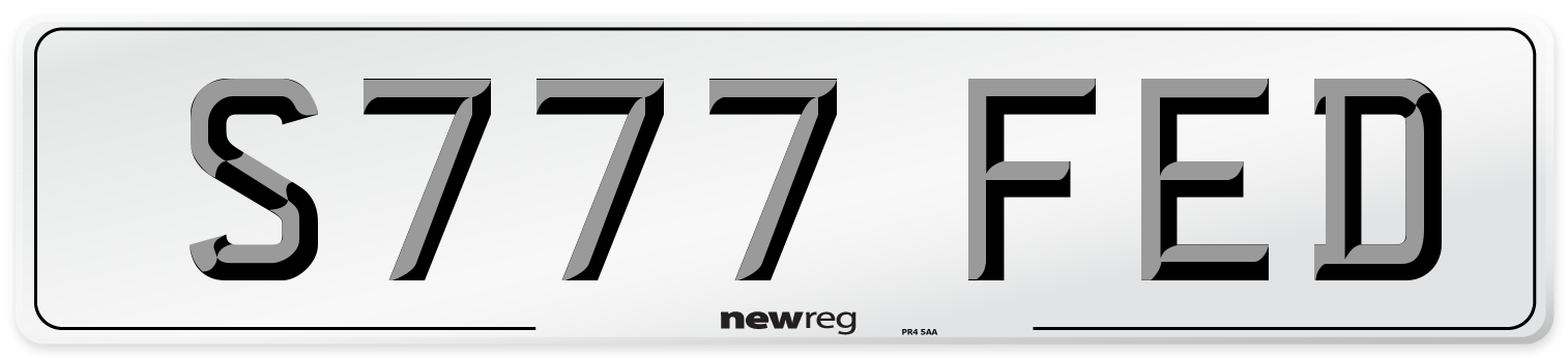 S777 FED Number Plate from New Reg